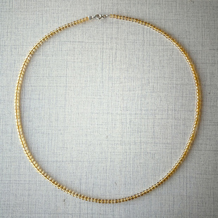 时尚金色天然黄水晶圆珠项链女款极细银锁骨链简约小众个性串珠链