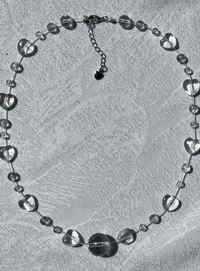 天然白水晶爱心项链女锁骨链泡泡渐序露珠悬浮隐形颈项链时尚酷风