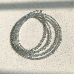 灰月光石项链女细尖晶石锁骨颈链INS小红书气质森系叠戴项链简约