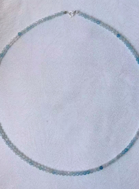 海蓝宝刻面细锁骨链女项链轻奢