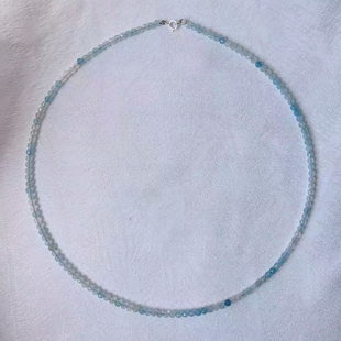 天然刻面海蓝宝极细项链女款尖晶石锁骨链轻奢简约时尚叠戴银挂链