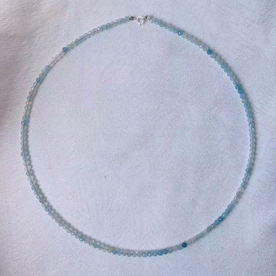 海蓝宝刻面细锁骨链女项链轻奢