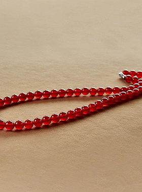 天然红玛瑙圆珠锁骨链女项链气质