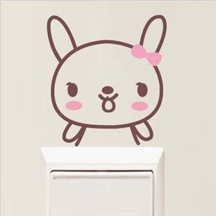 可爱小兔子 开关贴卡通墙贴随意贴儿童房贴纸笔记本贴 ipad装饰贴