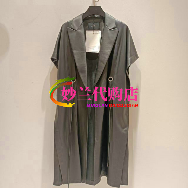特价三标全AUM噢姆专柜正品女系带短袖羊皮皮衣M1AY3814P原14800