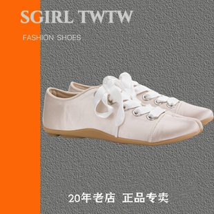 SGIRL TWTW芭蕾风绑带分趾单鞋女鞋2026新款平底舒适运动休闲板鞋