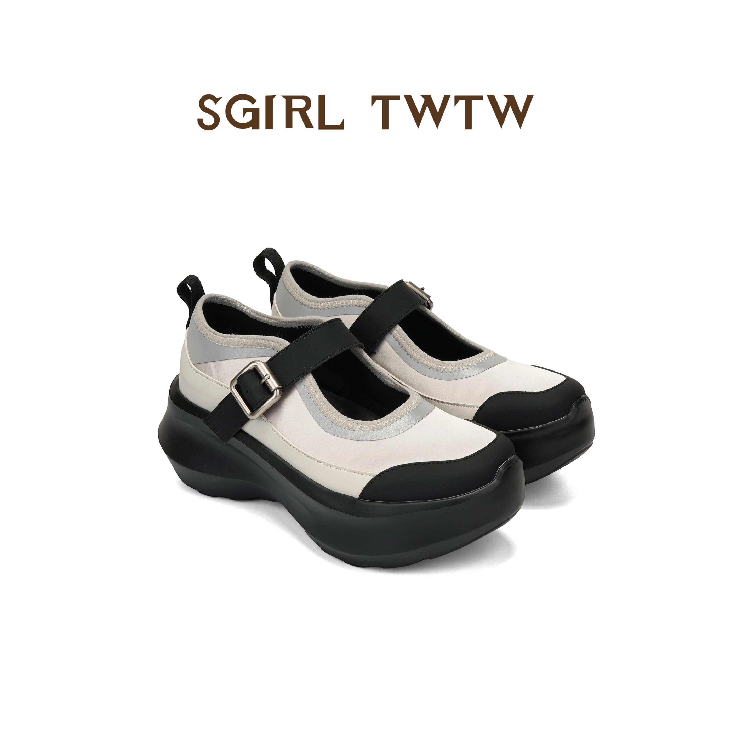 SGIRL TWTW运动镂空鞋女春夏透气厚底设计感透气气质增高玛丽珍鞋