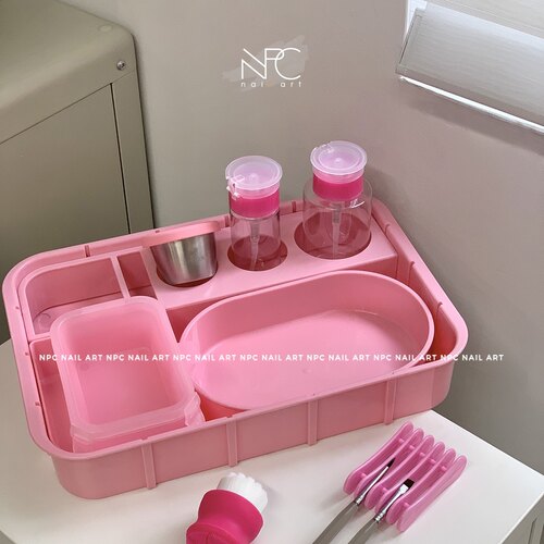 粉色系美甲桌面消毒收纳超少女心