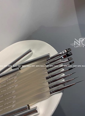 NPC定制 N系列冰黑美甲笔刷 彩绘拉线笔大方圆头光疗排笔工具套装
