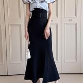 现 日系定制GRL高腰显腿长附腰带显瘦鱼尾半身裙dk1207 花糖家