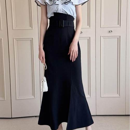 日系百搭高腰鱼尾半身裙