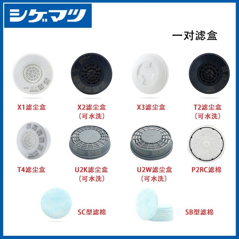 日本进口重松过滤滤尘盒X1X2T2X3T4u2k一对滤盒滤棉电焊工业粉尘