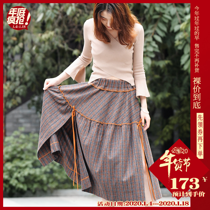 毛呢长裙女复古格子百褶裙民族风港味裙开叉半身裙秋冬大摆裙原创|ruв категории Женская одежда, юбка - от Buy2taobao.com для оказания профессиональной услуги покупки агента Taobao