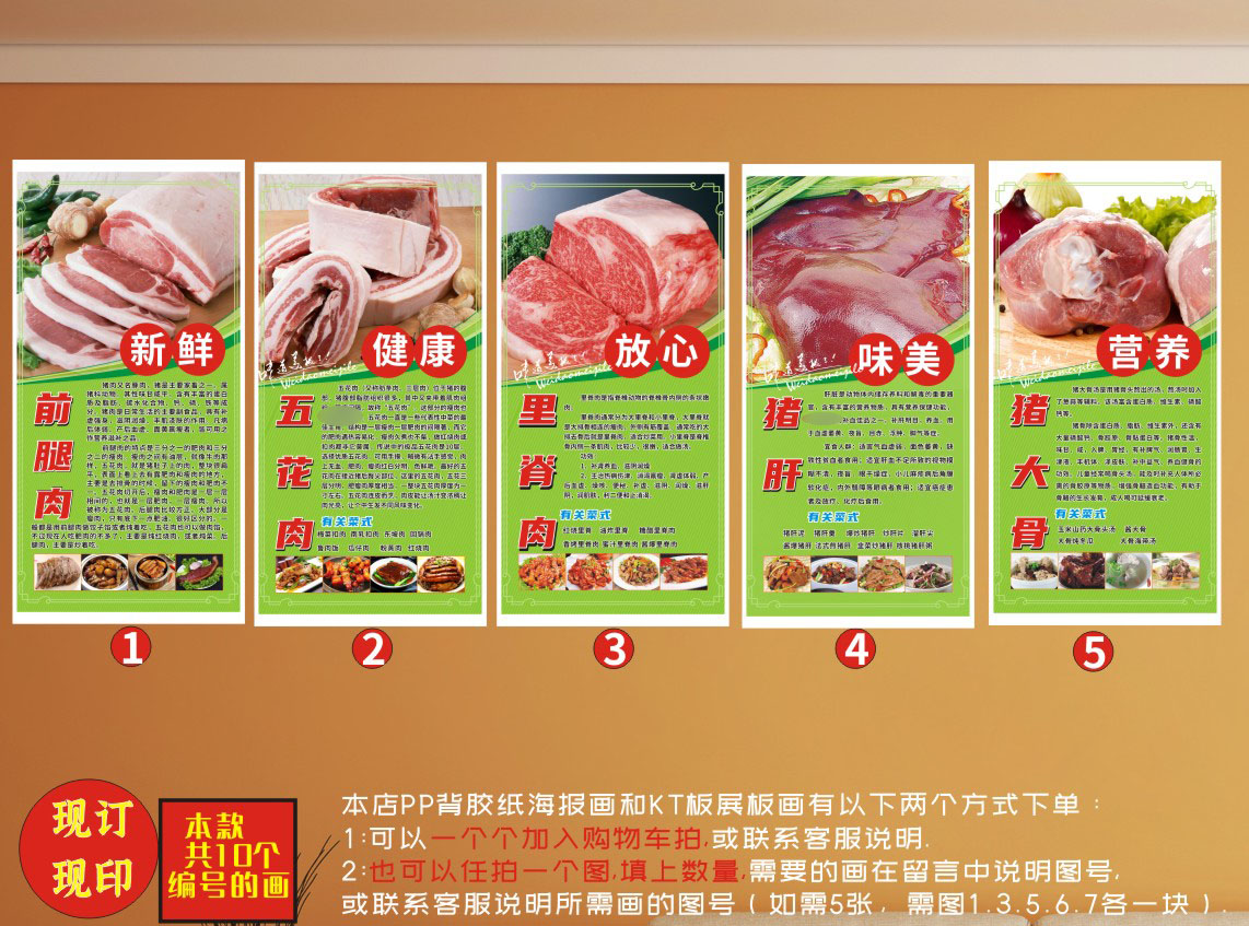 猪肉介绍肉店生鲜超市肉类广告pp背胶纸海报贴画kt板展板装饰墙画