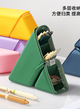 软硅胶笔袋高颜值大容量防水硅胶笔盒立式硅胶结实笔袋笔筒文具袋