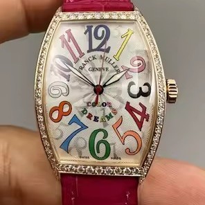 [9.8新]法兰克穆勒原镶钻18K玫瑰金自动机械手表女款腕表5851M