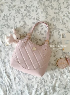 PONPON手提包菱格中古小香风