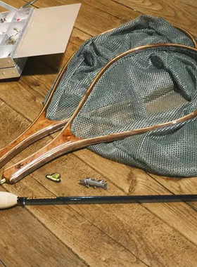 日本进口手工campanella草帽家抄网路亚飞钓实木复古溪流鳟鱼军鱼