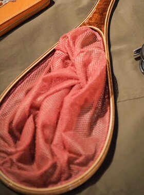 日本进口手工campanella草帽家抄网路亚飞钓实木复古溪流鳟鱼军鱼