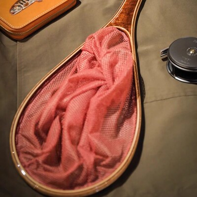 日本进口手工campanella草帽家抄网路亚飞钓实木复古溪流鳟鱼军鱼