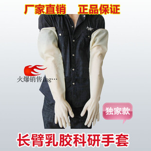 长臂科研手套工业乳胶手套新能源电池厂操作箱注液箱实验箱用