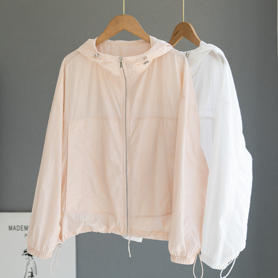 粉色连帽防晒外套女薄款