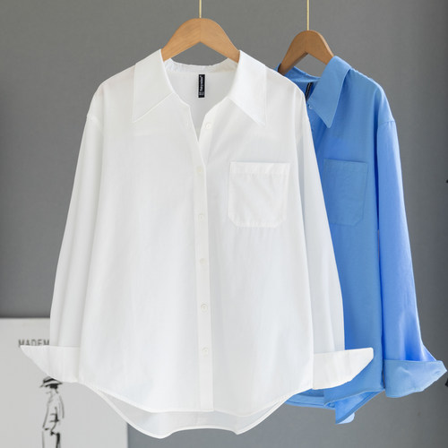 高级感通勤OL风白衬衫女长袖微宽松休闲气质上衣百搭叠穿白衬衣