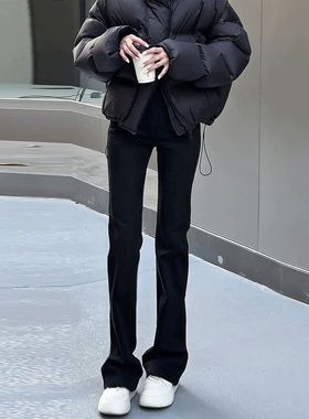 黑色高腰微喇牛仔裤女春秋季新款弹力显瘦修身梨形马蹄裤子潮ins