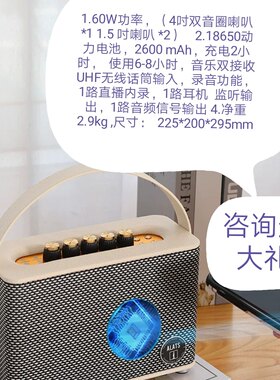 ALATS阿拉特斯GHD120音响蓝牙音箱户外卡拉OK家庭唱k歌一体机