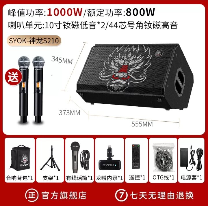 SYOK神龙S210PRO音响800W额定功率户外演出直播路演乐器吉他弹唱