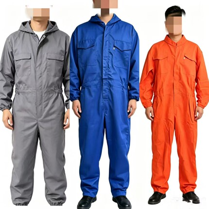 连体连帽工作服长袖汽修机修喷漆养殖防污防尘透气涤卡劳保服
