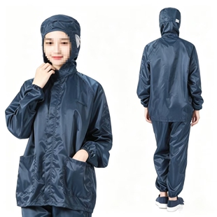 防静电无尘衣洁静车间养殖喷漆防护分体连帽工作服白色蓝色藏青
