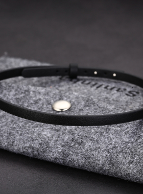 简约铆钉6mm黑色皮绳项链女