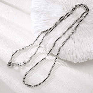 s925纯银流行女士长款算盘珠项链锁骨链颈链女款简约百搭