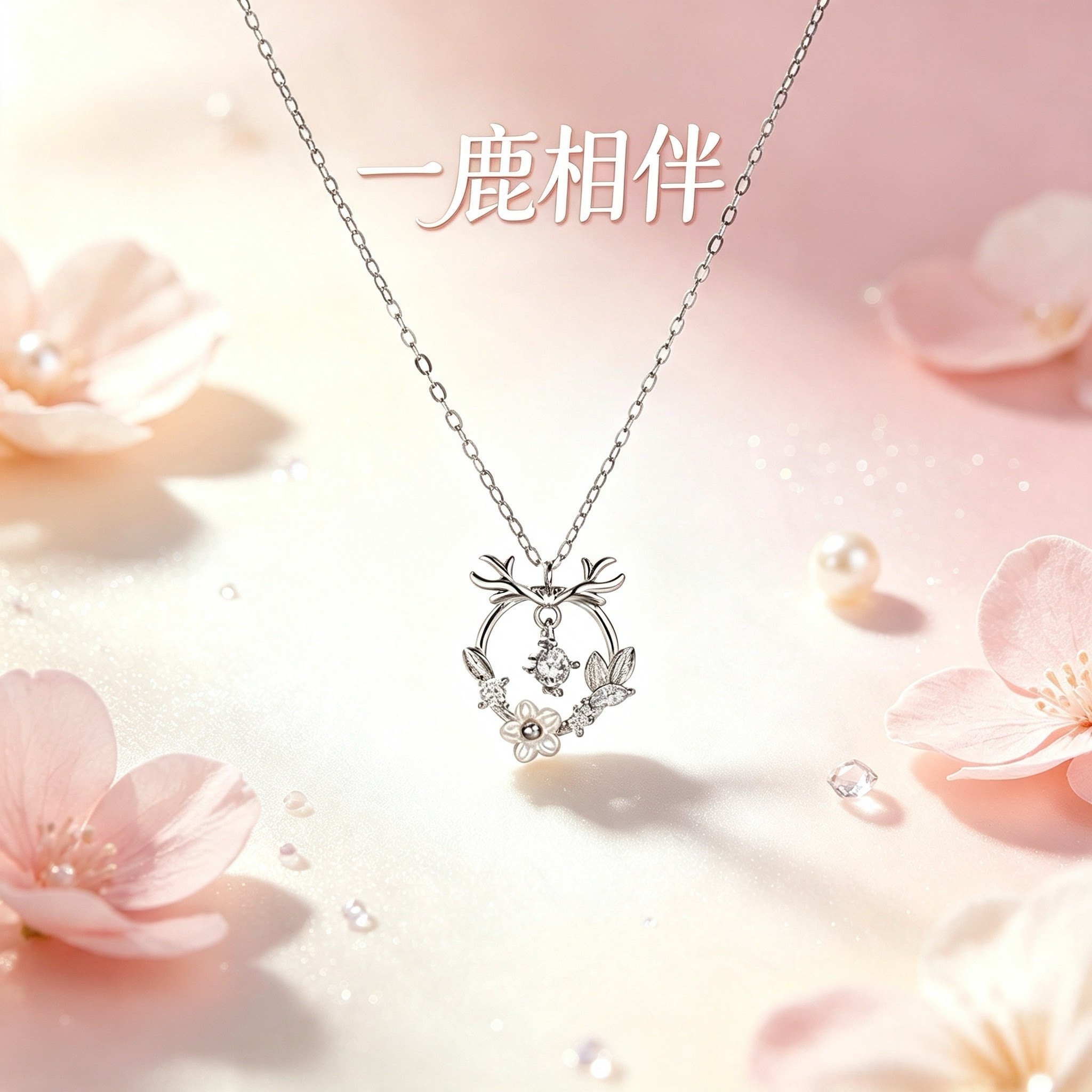轻奢小鹿百搭S925纯银项链女银饰项链