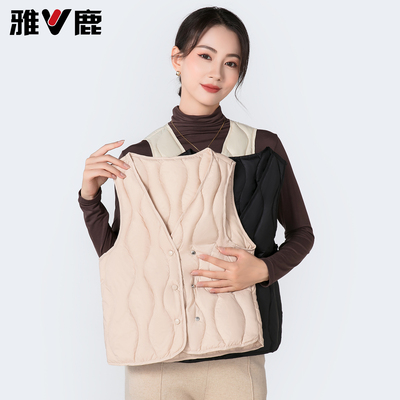 雅鹿双排扣百搭短款V领修身马夹