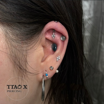 TTAO X 甜酷风 澳宝欧珀星星花朵锆石钛合金耳骨钉耳钉防过敏