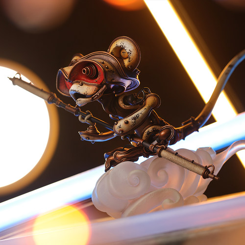 末那赛博废土孙悟空艺术雕像