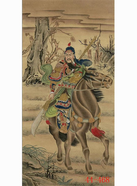 中式国画人物画高清画客厅餐厅沙发背景墙装饰画挂画三国马上关公