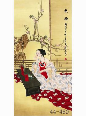 国画人物画高清字画客厅餐厅沙发背景墙墙面贴画挂画美女梳妆打扮
