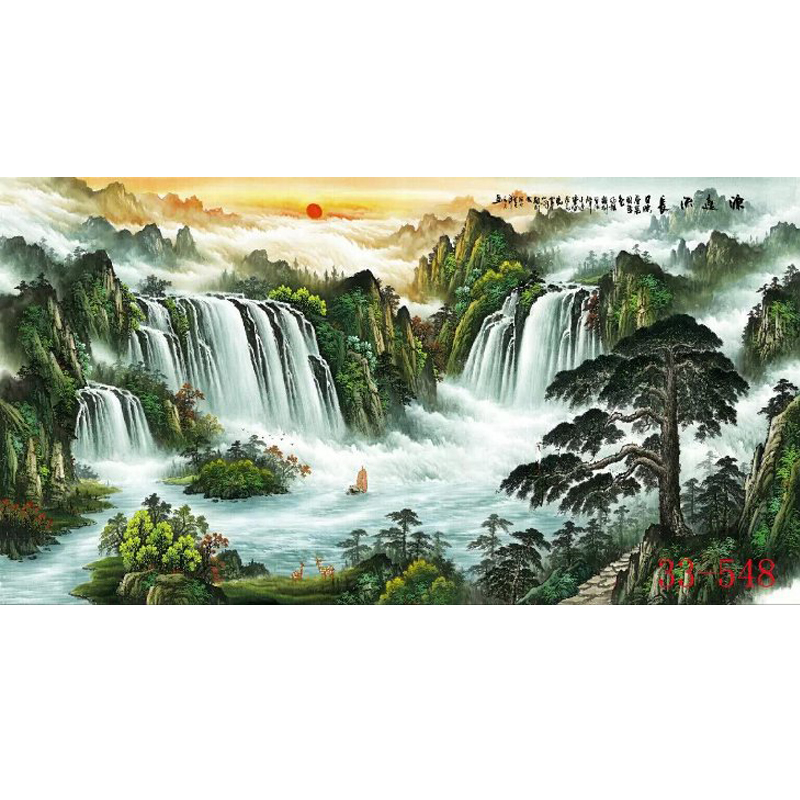 山水画国画聚宝盆客厅装饰画