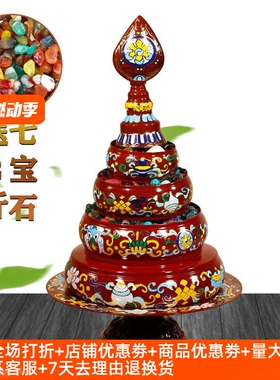 藏式景泰蓝曼扎盘纯铜八吉祥修供佛修盘曼茶罗曼达盘黄蓝红色