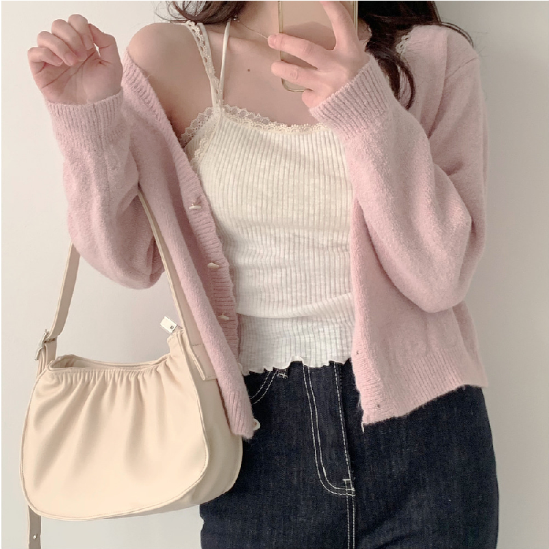 蕾丝吊带温柔螺纹小背心