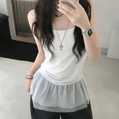 夏日小记 芭蕾风裙摆拼接吊带裙 叠穿内搭白色氛围感打底背心上衣