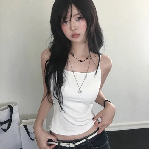 Mood lace 基础款弹力叠穿小背心 纯欲风修身短款打底内搭吊带
