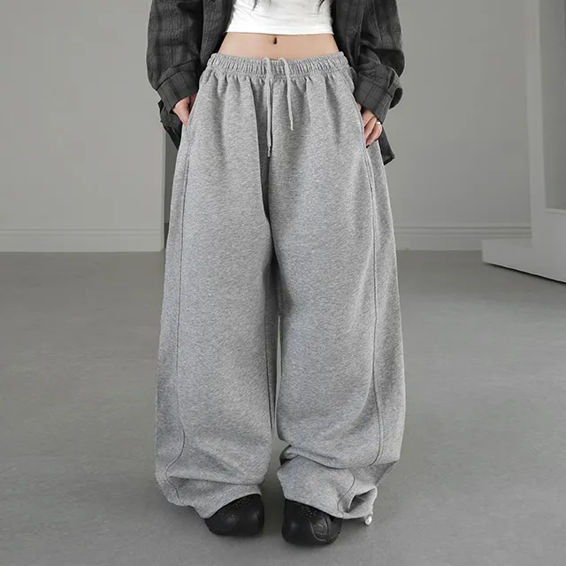 秋天日记 基本款宽松慢跑口袋休闲裤 松紧腰运动直筒百搭长裤