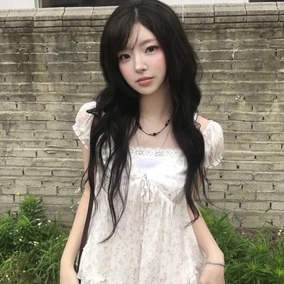 夏日小记 碎花荷叶边V领短袖衬衫 甜美风休闲百搭宽松露肩上衣