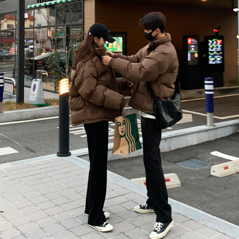 COUPLE STAND-UP COLLAR COTTON CLOTHES KOREAN VERSION TRENDY AND VERSATILE NICHE BROWN BREAD CLOTHES INS CASUAL DESIGN LOOSE COTTON JACKET