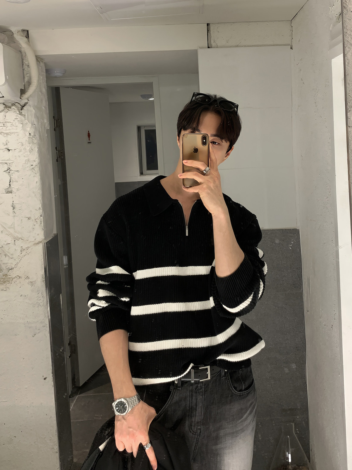 HALF-ZIP CHAIN PATTERN THICKENED SWEATER MENS SPRING AND AUTUMN 2025 NEW TREND VERSATILE WARM LAPEL KNIT JACKET