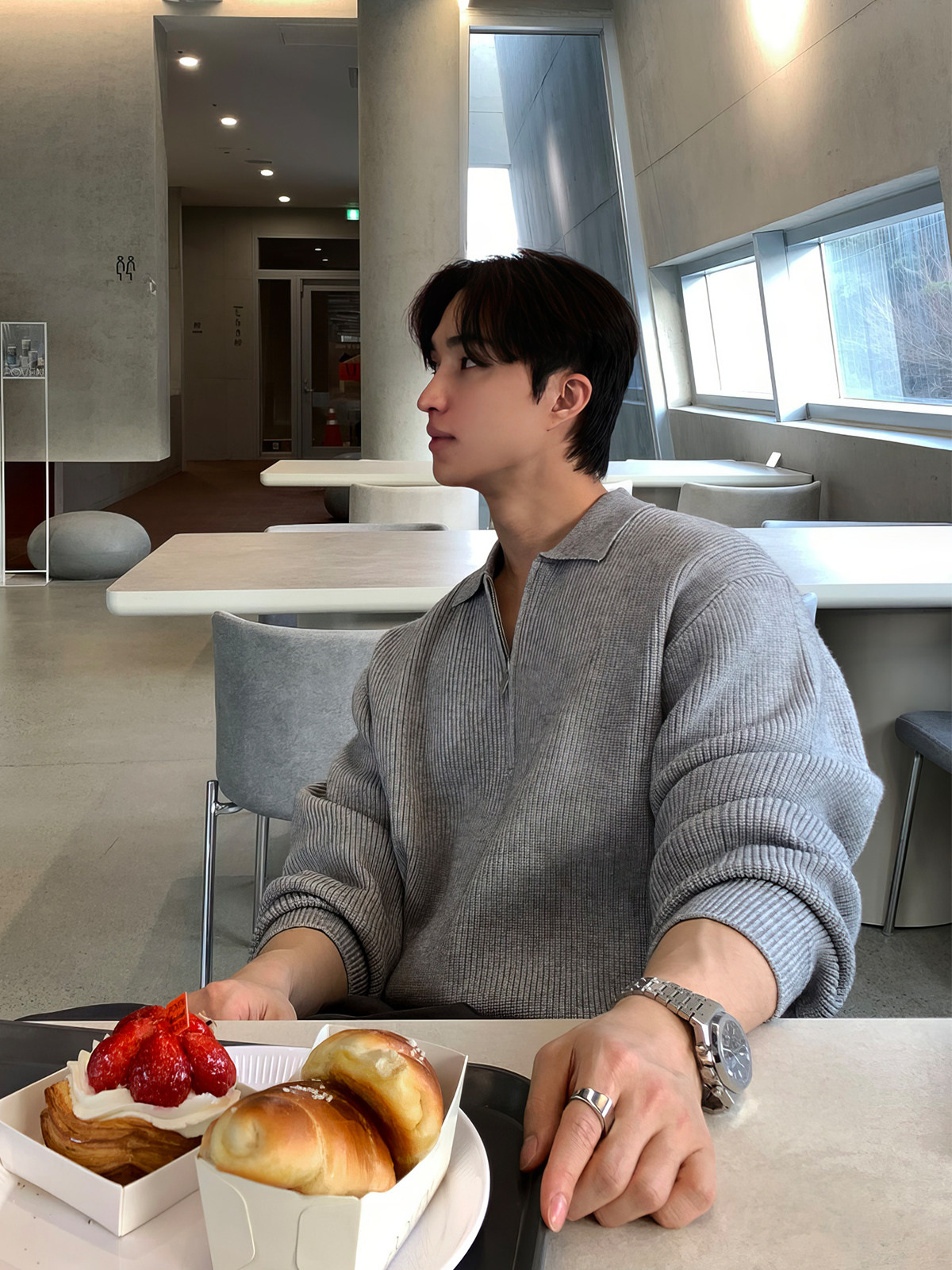 GRAY HALF-ZIP LAPEL KNIT SWEATER MENS AUTUMN KOREAN NEW MATURE AND STABLE TOP CASUAL AND VERSATILE SWEATER